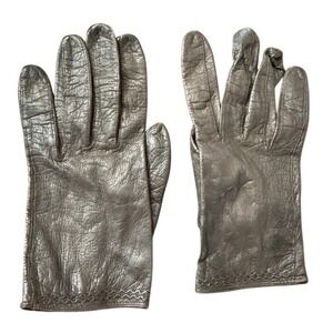 Vintage Jordan Marsh Made in France Leather Gloves Black Brown WPL 9362 Retro